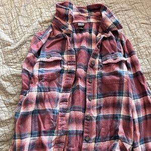 Women's Long-Sleeved Organic Cotton Midweight Fjord Flannel Shirt Navy/Maroon